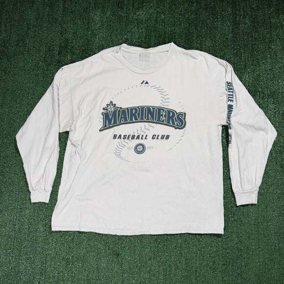Majestic Other - 2007 Seattle Mariners Men's MLB Majestic Blue Long Sleeve T-Shirt Large